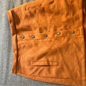 Stylish Orange Suede Mini Skirt